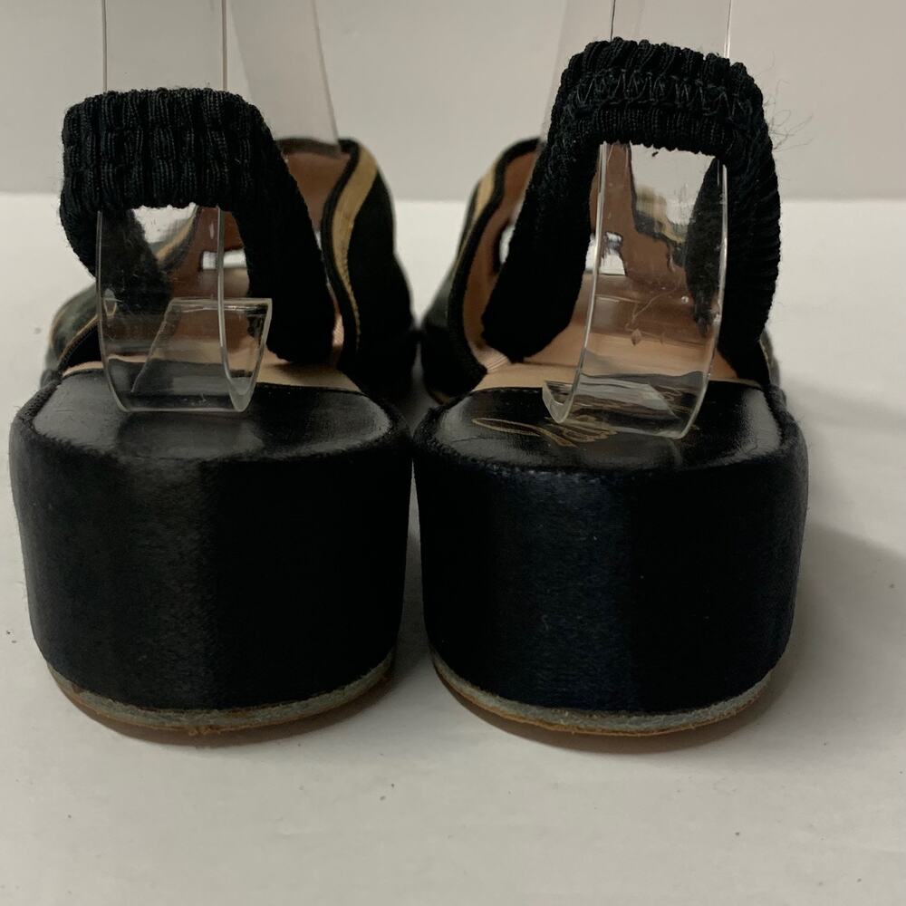 Idlelizers Vintage Black/Gold Sling Back Sandals Women's Size 5 - Picture 4 of 9